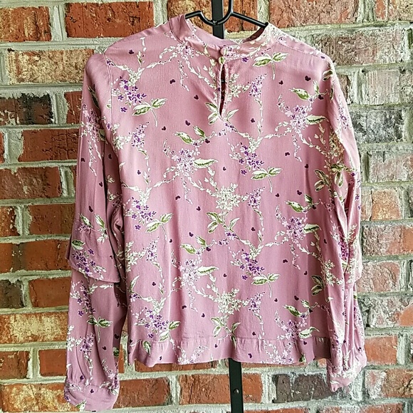 ASOS Women's Pink Floral Ruffle Blouse Top Size 14 - Picture 4 of 7